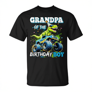 Camiseta de fiesta de dinosaurios Monster Truck para el abuelo del cumpleañero - Product Image 2