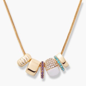 Collar de Moda Personalizado con Piedra de Nacimiento, Cuentas de Esmalte Blanco y Cristal, Chapado en Oro de 18k, Resistente al Agua y al Deslustre - Product Image 1