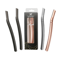 Rasoir à sourcils en acier inoxydable de voyage, peau lisse, brosse pour enlever la barbe du visage, tondeuse à sourcils avec un couvercle pratique