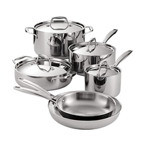 Juego de Utensilios de Cocina de Acero Inoxidable de 10 Piezas (Olla + Cacerola + Sartén + Wok + Tapas)