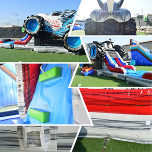 Castillo Inflable Comercial con Tobogán y Soplador, Diseño de Camioneta Monster Truck, Personalizado para Alquiler en Fiestas al Aire Libre - Product Image 4