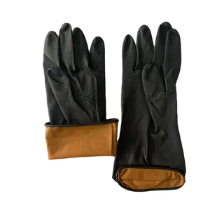 High quality black long latex gloves guantes de latex negro for personal protection general use rubber industrial gloves