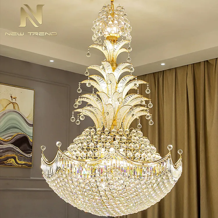 Luxury Design Indoor Decoration Light Big Hotel Church Staircase Custom Large LED Crystal Chandeliers