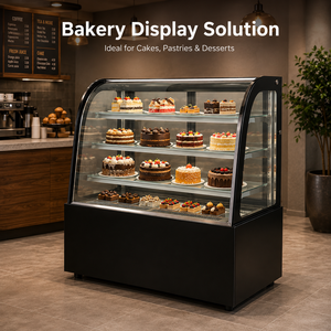 Vitrina Refrigerada Curva para Pasteles, Exhibidor Comercial de Postres con Vidrio Templado, Enfriador de Repostería 220V 2-8 ℃ - Product Image 4