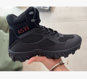 Bottes tactiques noires mi-hautes TSB33 pour hommes, respirantes, antidérapantes, pour la randonnée en plein air, le travail, résistantes à l'usure, pour l'entraînement - Product Image 5