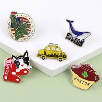 Broche en métal émaillée personnalisée avec logo, souvenir touristique, pour vêtements, chapeaux, costumes