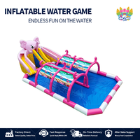 Piscine gonflable portable personnalisée en PVC 15x10m avec double toboggan pour activités aquatiques commerciales et installations de divertissement