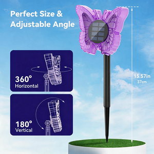 Lámpara Solar 2 <span class=keywords><strong>en</strong></span> 1 con Forma de Mariposa - Encendido/Apagado Automático, Doble Uso para Montaje <span class=keywords><strong>en</strong></span> Pared y Estaca <span class=keywords><strong>en</strong></span> el Suelo, Decoración Impermeable para Jardín, Patio y Terraza - Product Image 6