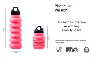 Botella de Agua Plegable a Prueba de Fugas, Botella Deportiva Plegable Reutilizable de Silicona para Viajes al Aire Libre, Gimnasio, Campamento, <span class=keywords><strong>Senderismo</strong></span> - Product Image 3