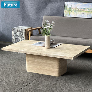 Grande <span class=keywords><strong>tavolino</strong></span> <span class=keywords><strong>rettangolare</strong></span> in stile Wabi-sabl in travertino Beige con basamento <span class=keywords><strong>basso</strong></span> per soggiorno Villa Hotel - Product Image 3
