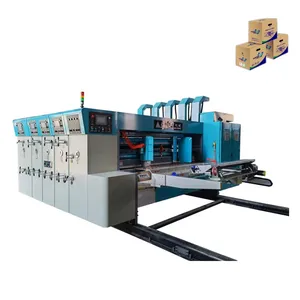 Automatische Kartonnen Doos 2 Kleur Flexo Printer Slotter En Roterende Stans-Cutter Machine Voor Fruit En Pizza Doos