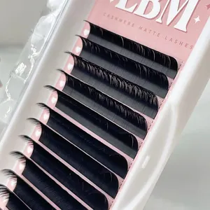 Private Label Dark Matte Volume Lashes vassoi Logo personalizzato all'ingrosso estensioni delle ciglia di seta delle ciglia individuali