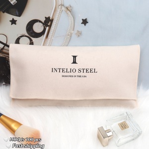 Eco-friendly Luxury Custom Logo Printing Cotton Twill Bone <b>Envelope</b> Bag Makeup Cosmetic Packaging Shopping Bag Cotton Dust Pouch - Product Image 1