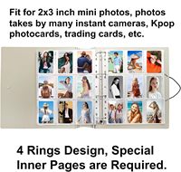 Classeur pour photocartes 4 anneaux avec 50 pages, 450 pochettes, format 2x3 pouces, album pour photocartes Kpop, classeur A4 pour cartes postales et collectionneurs de cartes