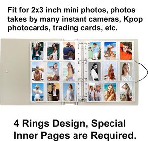 Classeur pour photocartes <span class=keywords><strong>4</strong></span> <span class=keywords><strong>anneaux</strong></span> avec 50 pages, 450 pochettes, porte-cartes photo Kpop 2x3 pouces, classeur A4, pochettes pour cartes recto simple, album photo - Product Image 3