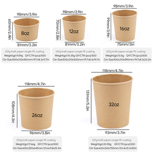 ถ้วยกระดาษเคลือบสำหรับอาหารแบบใช้แล้วทิ้ง ทนความร้อน พร้อมฝาปิด สำหรับอาหารจานด่วน - Product Image 2