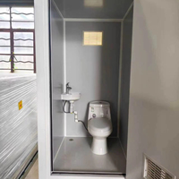 Cabine de toilettes mobile économique et portable avec lavabo intégré, sol en acier inoxydable, WC temporaire extérieur pour chantier de construction