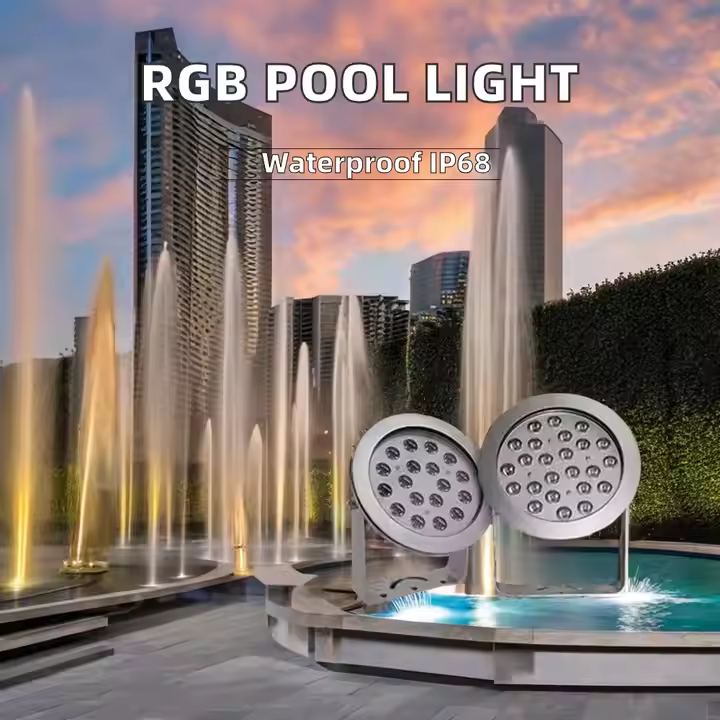 High Quality 316L Stainless Steel RGBW Fountain Light DC24V IP68 Waterproof LED White/RGB Options Led Underwater Fountain Light