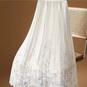 New Ladies Dress <strong>Long</strong> <strong>Skirts</strong> Woman Fashion Pleated <strong>Summer</strong> Korean Floral Print <strong>Skirt</strong> - Product Image 2