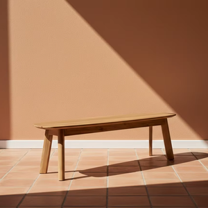 Banc en bois Mizuki, fabriqué en bois naturel massif, au design minimaliste scandinave, idéal pour les intérieurs de maisons modernes. - Product Image 6
