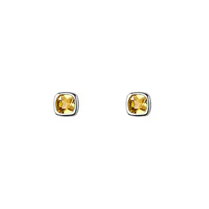 Orecchini all'ingrosso all'ingrosso in argento 925 sterling piccoli 18k placcato oro zircone giallo diamante orecchini quadrati per le donne