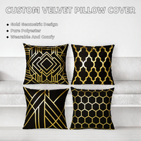 Housse de coussin rectangulaire en velours tissé doré, personnalisée pour la maison ou l'hôtel