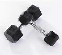 Haltères hexagonaux en caoutchouc avec poignée en acier chromé, plusieurs options de poids, équipement de musculation pour la maison et le commerce, vente en gros d'usine