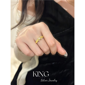 แหวนผีเสื้อเงินแท้ 925 ชุบทอง สำหรับผู้หญิง สวมใส่ได้ทุกวัน - Product Image 4
