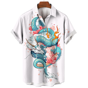 <span class=keywords><strong>Camicie</strong></span> a maniche corte oversize hawaiane da <span class=keywords><strong>uomo</strong></span> 3D Dragon Printed Harajuku Fashion Buttoned Christmas Anime Vintage Streetwear Hot - Product Image 3