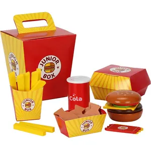 Wooden Kitchen Toy Factory Pretend Play Hot Selling Wooden Burger Set Puzzle Children's DIY Kitchen Toys