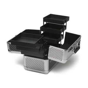 Estuche <span class=keywords><strong>de</strong></span> maquillaje <span class=keywords><strong>de</strong></span> aluminio portátil personalizado, caja <span class=keywords><strong>de</strong></span> almacenamiento <span class=keywords><strong>de</strong></span> cosméticos <span class=keywords><strong>de</strong></span> Color sólido <span class=keywords><strong>de</strong></span> doble capa para maquilladores y suministros para <span class=keywords><strong>uñas</strong></span> - Product Image 4