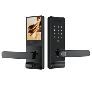 WiFi <b>Smart</b> Lever <b>Lock</b> with Built-in Video Intercom Camera and Indoor Monitor Display Support Tuya <b>Smart</b> Life - Product Image 1