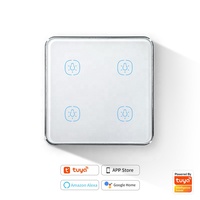 Interrupteur mural tactile intelligent Wi-Fi 4 voies, compatible Smart Life, norme UE/Royaume-Uni, 100-240V AC