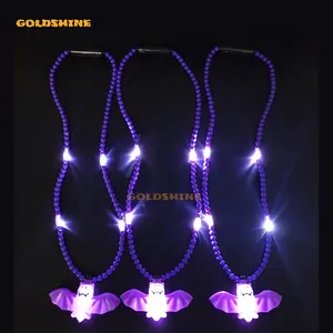 Halloween Glowing Necklace LED Bat Bead Chain Ghost Festival Party Gift Custom Glowing necklace in bat shape