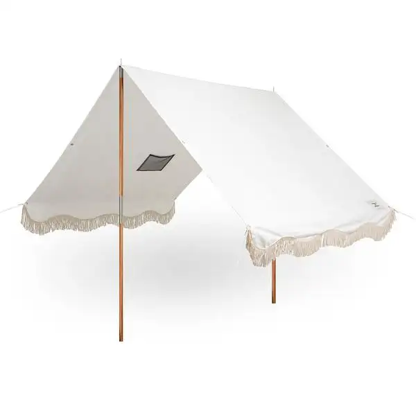 Nieuw Luxe Ontwerp Op Maat Gemaakt De Premium Tent Antieke Witte Houten Stok Buiten Met Franjes Kwastjes Strandschaduwtenten