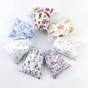 Bolsa de embalaje de joyería con logotipo a todo Color personalizado de fábrica, bolsa con cordón de polvo de algodón de lona de regalo impresa - Product Image 3