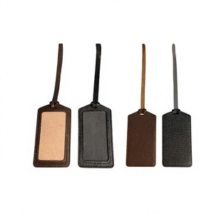 Étiquette de bagage personnalisée en cuir de vachette véritable avec logo, élégante et portable, idéale comme cadeau de voyage - Product Image 2