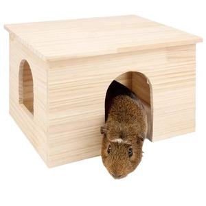 Casa para mascotas de madera maciza 30x24x17.5cm color natural para hámster, conejillo de indias, chinchilla, rata - Product Image 5