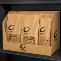 Sacs à café biodégradables en kraft à fond plat avec fermeture éclair pour grains de café torréfiés, emballage personnalisé pour café