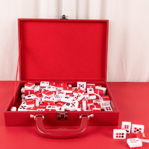 Xách tay woden hộp cho Acrylic Pha Lê Mỹ mahjong Set đóng gói dập nóng logo mahjong da gỗ bao bì Vali - Product Image 2