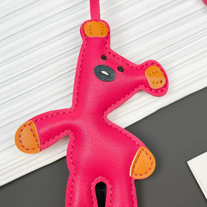2026 New Bear Leather Keychain Fashion Luxury <b>Bag</b> Pendant High Quality Leather Car Keychain Accessories Designer <b>Bag</b> <b>Charms</b> - Product Image 5