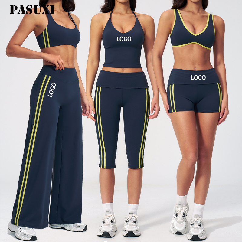 PASUXI 2026 New Gym Fitness Yoga Sport Wear Women Workout Long Sleeve Yoga Sets Sports Bra And Pants Set