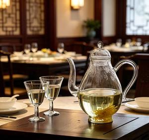 Pichet et théière en verre transparent soufflé à <span class=keywords><strong>la</strong></span> main, personnalisables, avec poignée, pour <span class=keywords><strong>la</strong></span> cuisine domestique quotidienne et <span class=keywords><strong>la</strong></span> préparation du thé (vente en gros) - Product Image 2