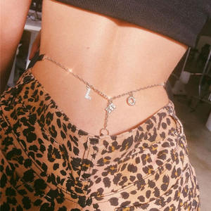 String avec lettres en strass et cristaux pour femmes, bijoux en chaîne de taille et de corps du zodiaque, 1 pièce, nouveauté - Product Image 1