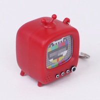 Nieuw in voorraad: Plastic gloeiende, geluidsgivende retro-stijl mini-tv sleutelhanger, bestseller, perfect als klein cadeau voor vrienden