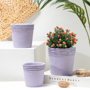 P264 Jardinières rondes créatives nordiques à la main Pots de pâte de ciment à texture rugueuse pour balcon jardin plantes vertes plantes succulentes - Product Image 3