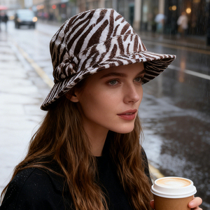 Sombrero <span class=keywords><strong>de</strong></span> Pescador <span class=keywords><strong>de</strong></span> <span class=keywords><strong>Lana</strong></span> con Estampado Animal Personalizado para Hombre y Mujer, Sombrero Fedora con Estampado <span class=keywords><strong>de</strong></span> Piel Sintética <span class=keywords><strong>de</strong></span> Gamuza - Product Image 5