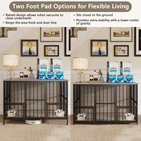 Cage pour chien en fer de style mobilier, simple, avec deux gamelles en acier inoxydable, conception multi-portes, maison décorative pour animaux de compagnie de taille moyenne/grande