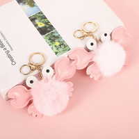Porte-clés en peluche avec pompon, boule de crabe, boule de fourrure, boule de peluche