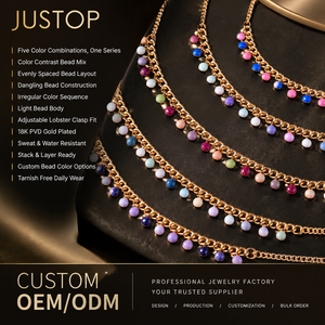 Ensemble de bracelets à perles en gros, personnalisables, 5 couleurs, bracelet à perles colorées, acier inoxydable 316L, plaqué or 18K PVD - Product Image 1
